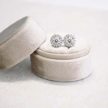 1.20 TCW Round Cut Moissanite Halo Earrings in Gold 4