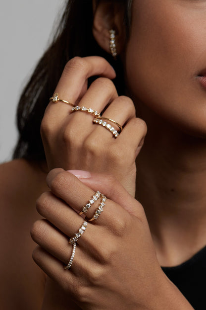 0.25 TCW Round Shaped Half Eternity Lab Grown Diamond Wedding Band