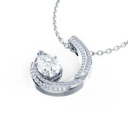 0.50 TCW Pear Moissanite Diamond Open Pendant Necklace in Solid Gold 3