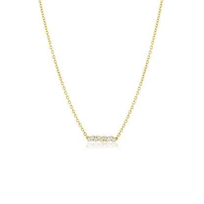 0.30 TCW Round & Marquise Moissanite Diamond Bar Pendant Necklace in Solid Gold 4