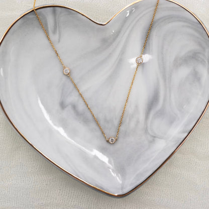 0.30 TCW Round Moissanite Diamond Floating Diamond Bezel Necklace in Solid Gold 7