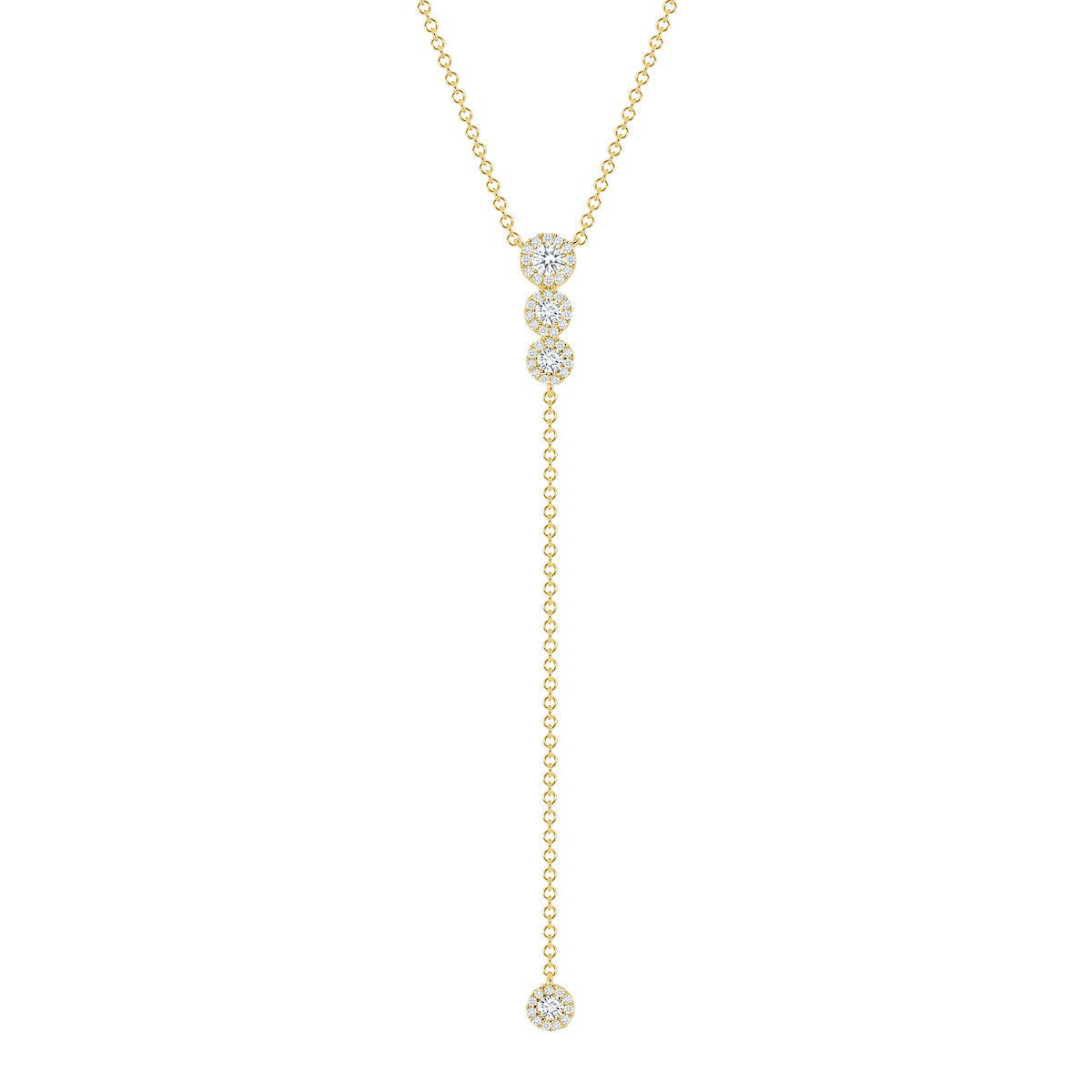 0.50 CT Round Moissanite Diamond Lariat Necklace in Solid Gold 2
