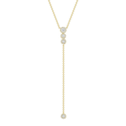 0.50 CT Round Moissanite Diamond Lariat Necklace in Solid Gold 2