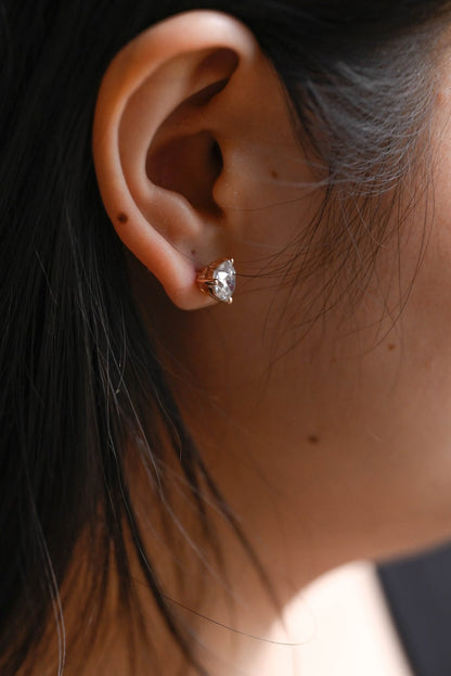 1.0 TCW Heart Cut Moissanite Stud Earrings in Gold 4