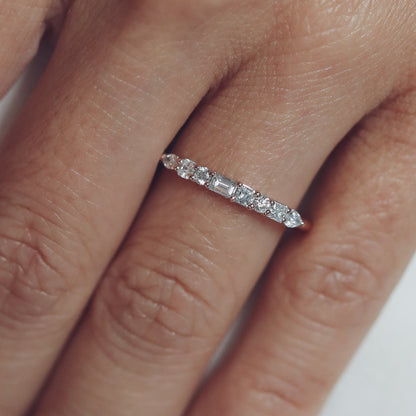 0.40 TCW Round, Pear, Marquise & Baguette Stones Half Eternity Lab Grown Diamond Wedding Band