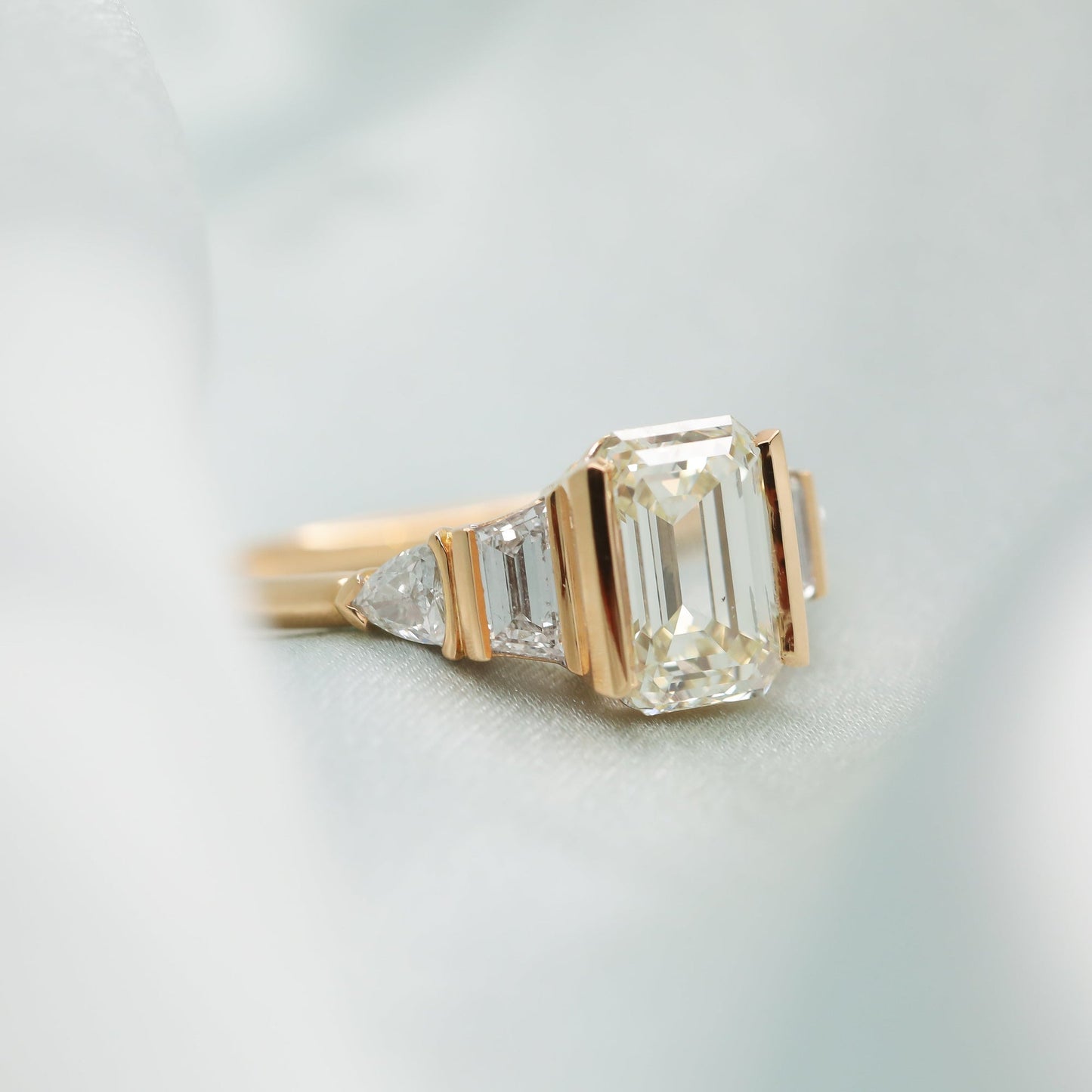 2.01 CT Emerald Cut Cluster Lab Grown Diamond Engagement Ring