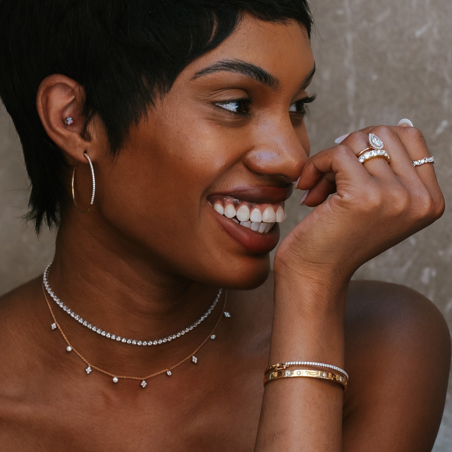 0.70 TCW Round Cut Moissanite Hoops Earrings in Gold 6