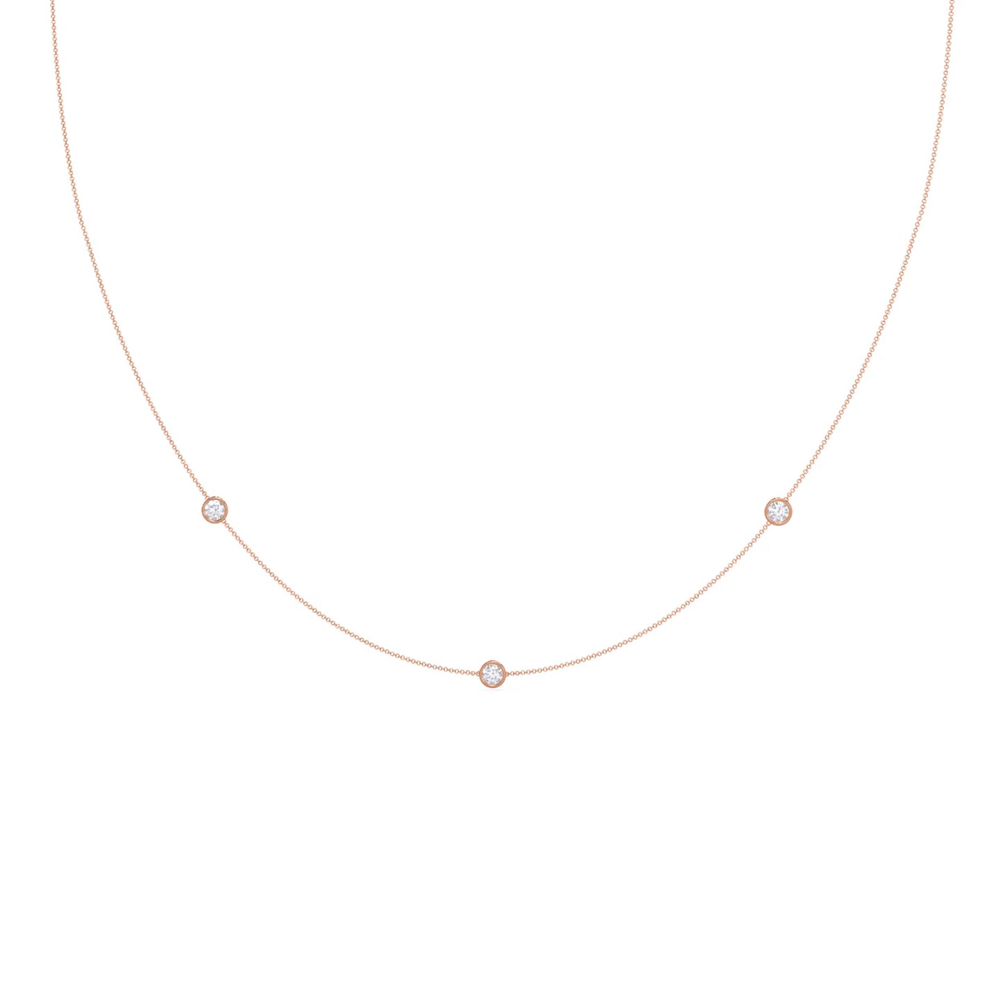 0.30 TCW Round Moissanite Diamond Floating Diamond Bezel Necklace in Solid Gold 6