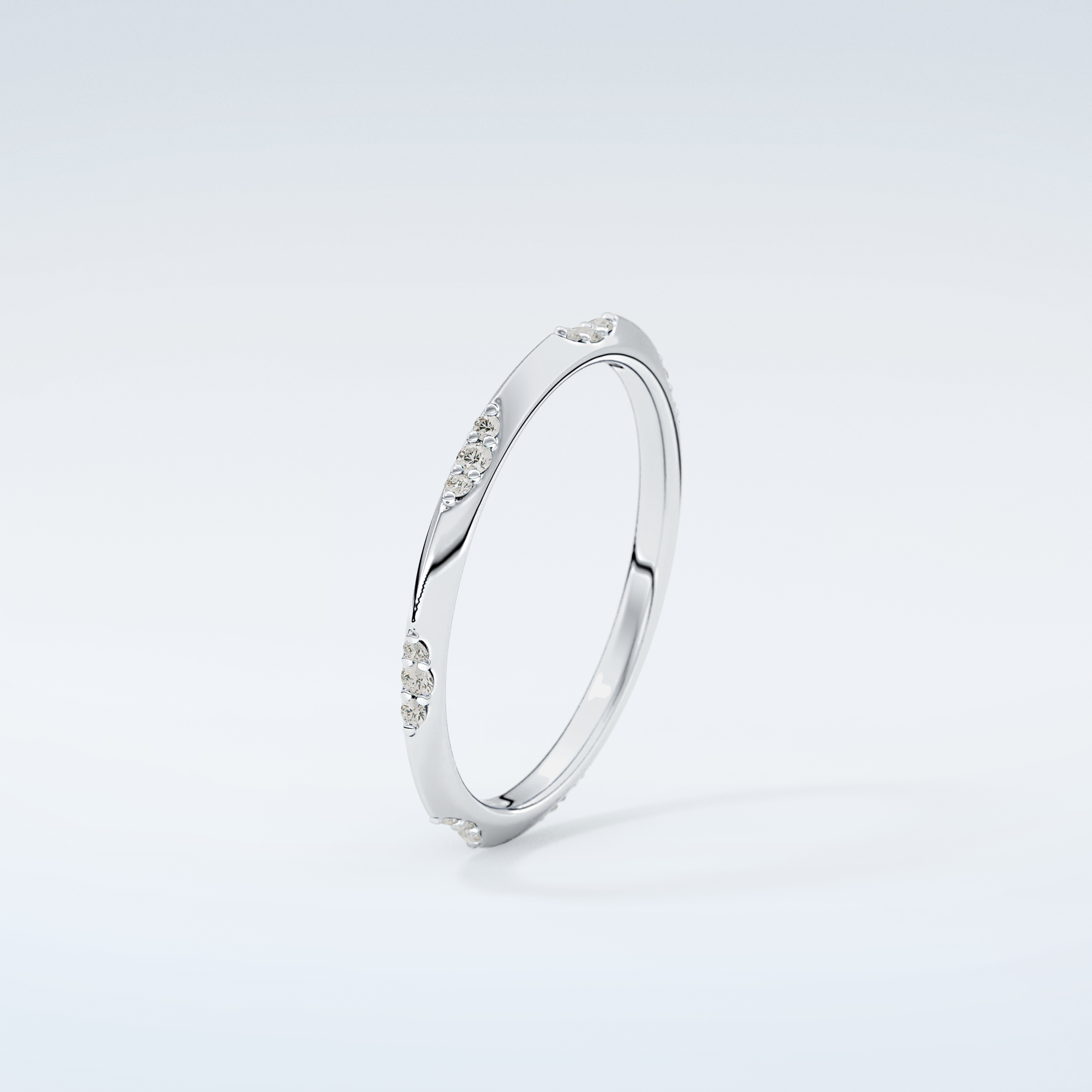 0.09 TCW Round Shaped Moissanite Wedding Band 18