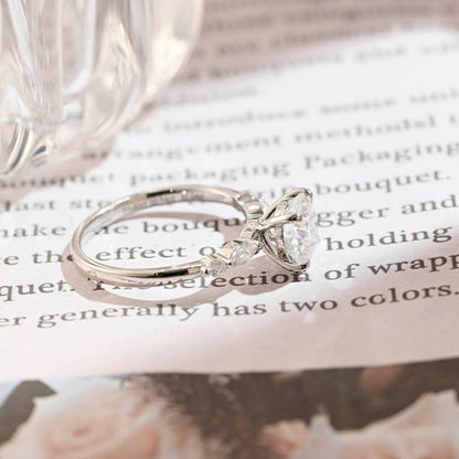 Stunning 2.0 CT Round Moissanite Engagement Ring with Multiple Stones Design 3