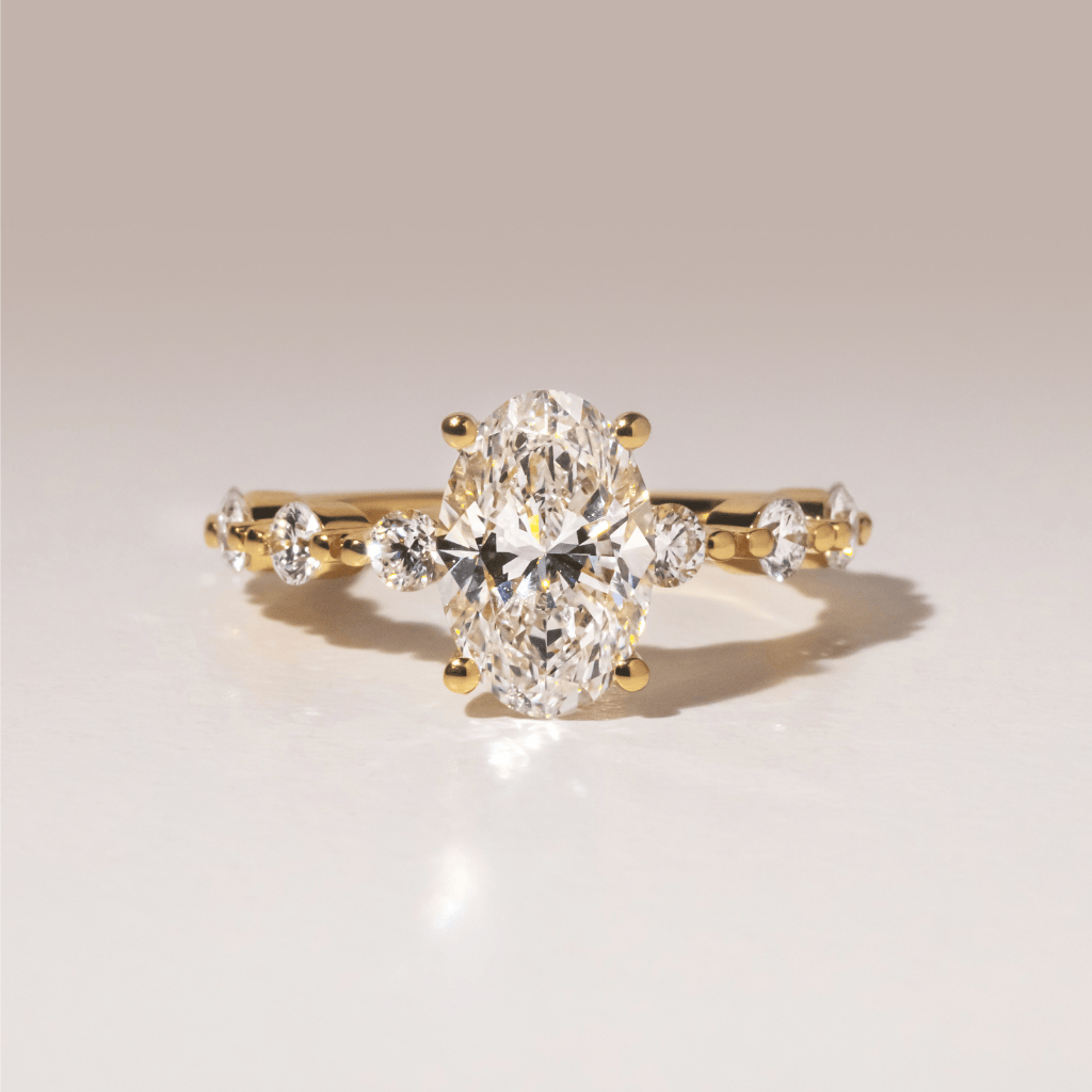 Marquise Shaped Three Stone Lab Grown Diamond Engagement Ring