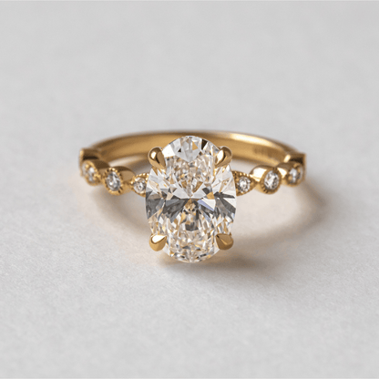 Marquise Shaped Three Stone Lab Grown Diamond Engagement Ring