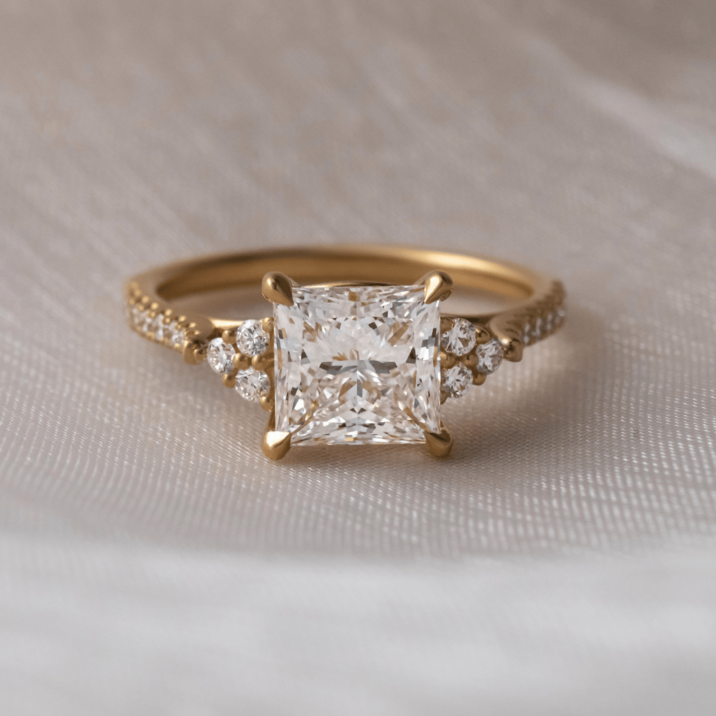 Marquise Shaped Three Stone Lab Grown Diamond Engagement Ring