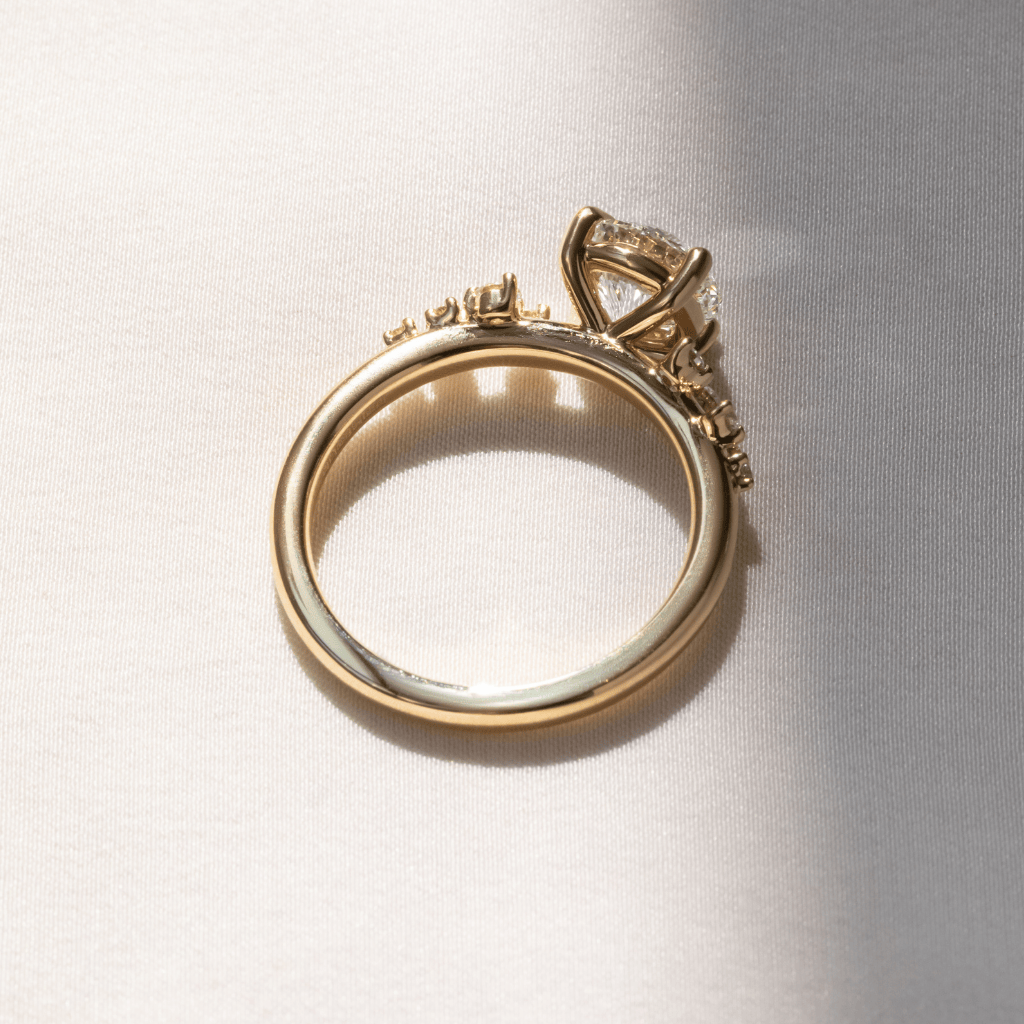 Marquise Shaped Three Stone Lab Grown Diamond Engagement Ring