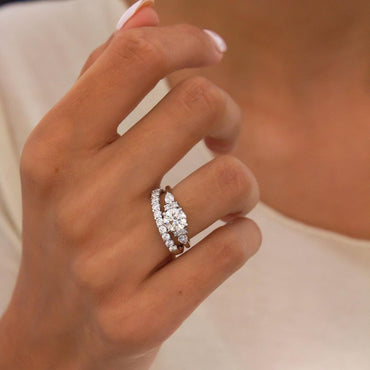 Marquise Shaped Three Stone Lab Grown Diamond Engagement Ring