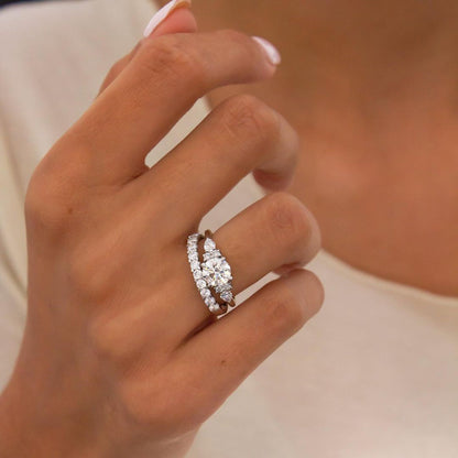 Marquise Shaped Three Stone Lab Grown Diamond Engagement Ring