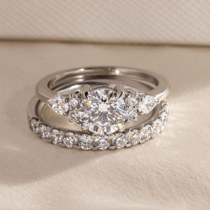 Marquise Shaped Three Stone Lab Grown Diamond Engagement Ring