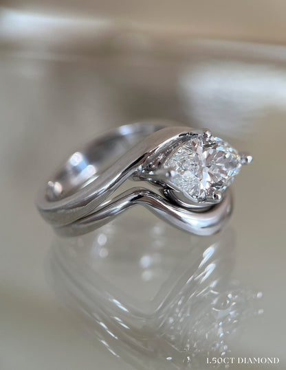 1 CT Marquise Cut Solitaire Lab Grown Diamond Ring With Wrap Classic Plain Band