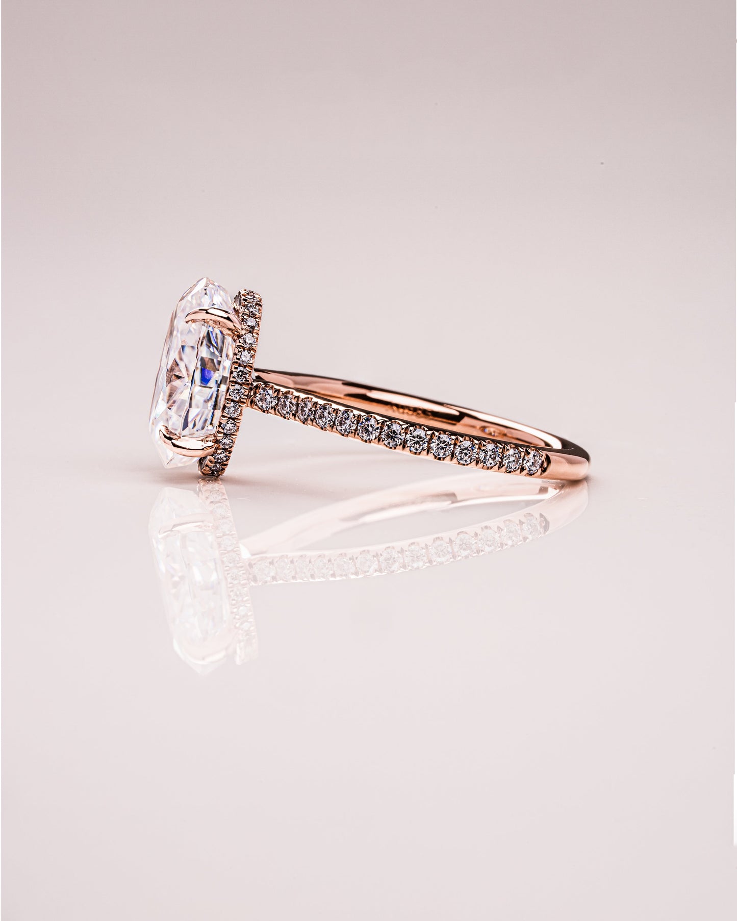 2.90 CT Oval Cut Lab Grown Diamond Engagement Ring With Hidden Halo Setting