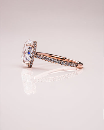 2.90 CT Oval Cut Lab Grown Diamond Engagement Ring With Hidden Halo Setting