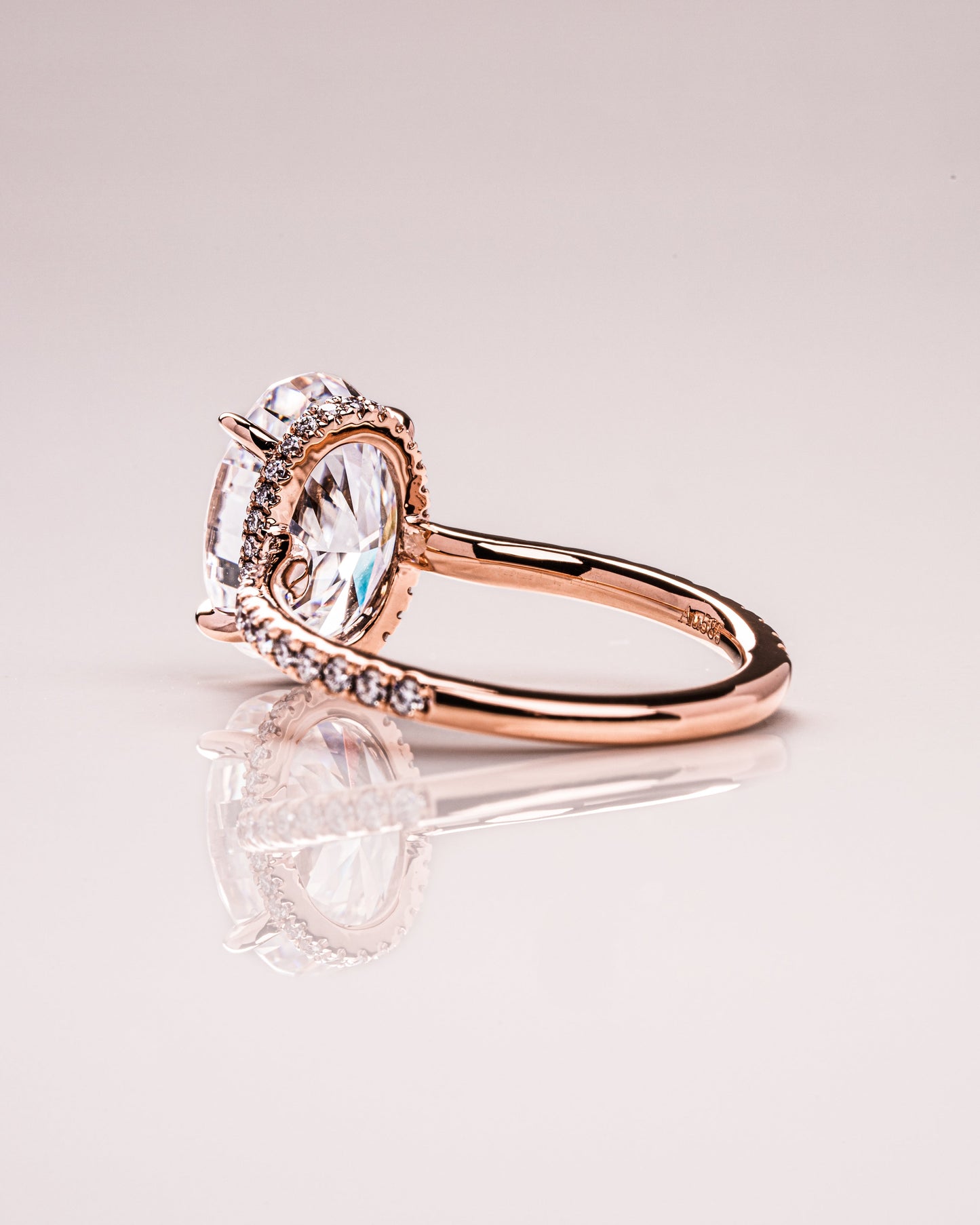 2.90 CT Oval Cut Lab Grown Diamond Engagement Ring With Hidden Halo Setting