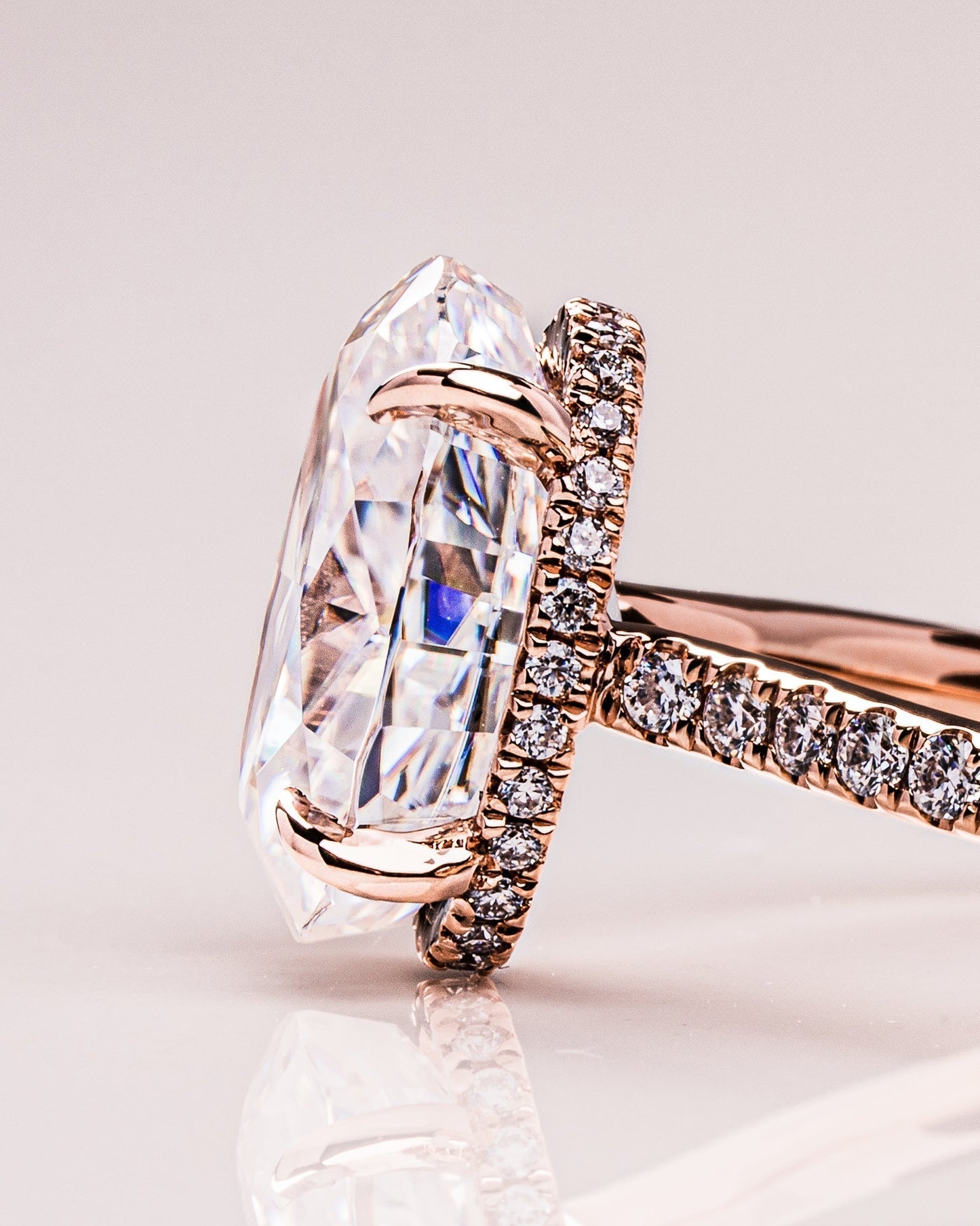 2.90 CT Oval Cut Lab Grown Diamond Engagement Ring With Hidden Halo Setting