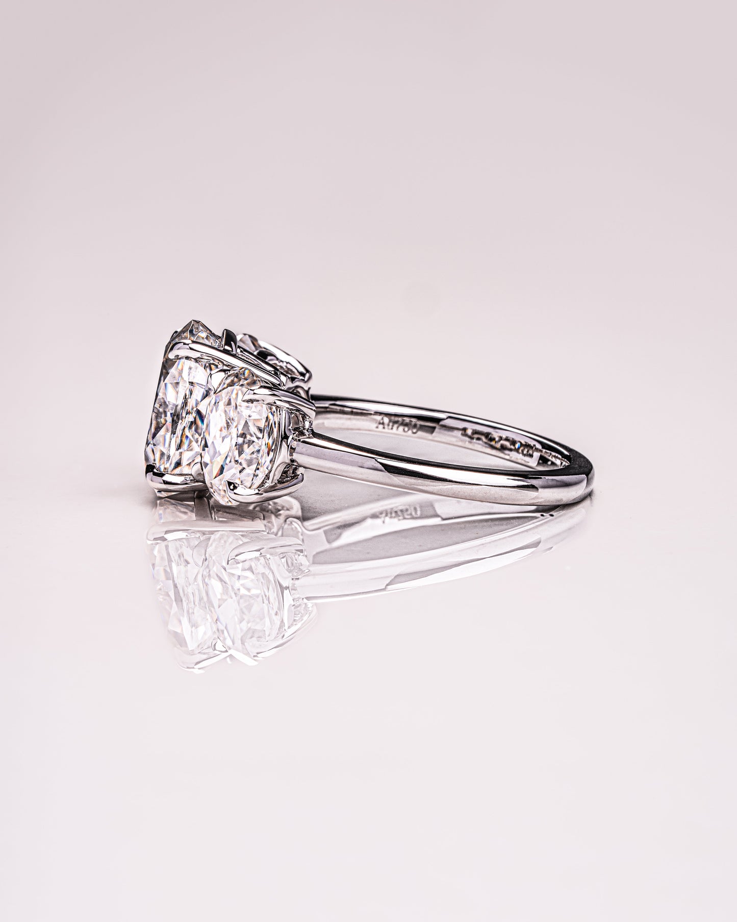 3.0 CT Oval Cut Three Stone Lab Grown Diamond Engagement Ring