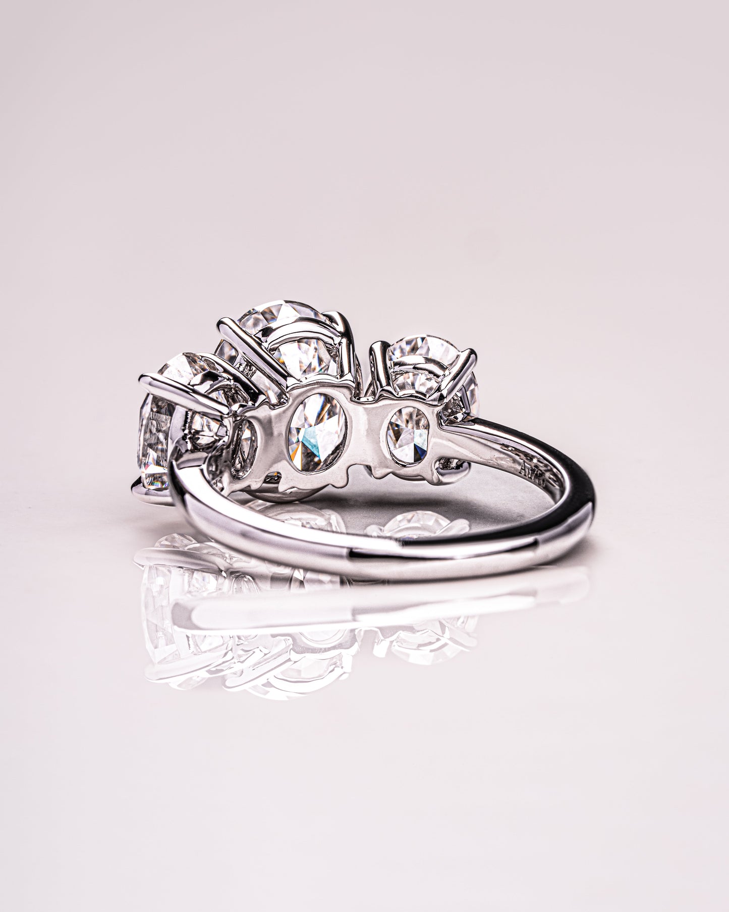 3.0 CT Oval Cut Three Stone Lab Grown Diamond Engagement Ring