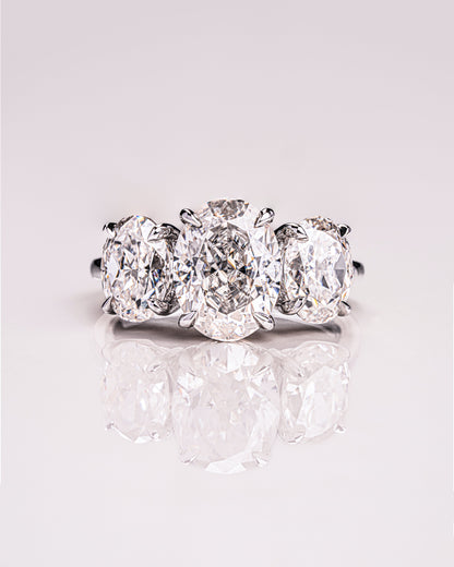 3.0 CT Oval Cut Three Stone Lab Grown Diamond Engagement Ring