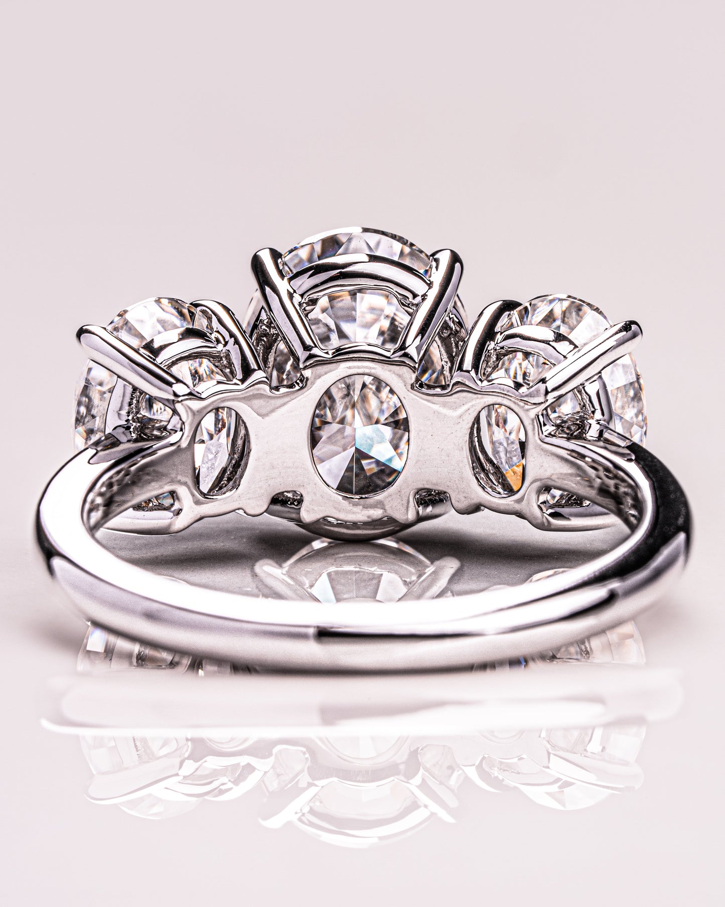 3.0 CT Oval Cut Three Stone Lab Grown Diamond Engagement Ring