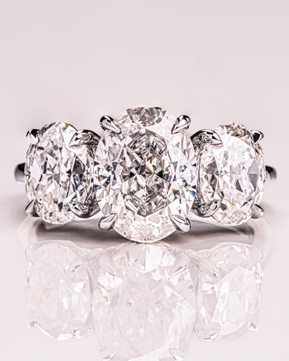 3.0 CT Oval Cut Three Stone Lab Grown Diamond Engagement Ring