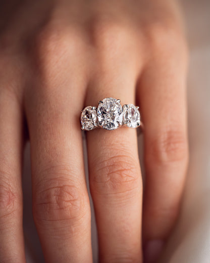 3.0 CT Oval Cut Three Stone Lab Grown Diamond Engagement Ring