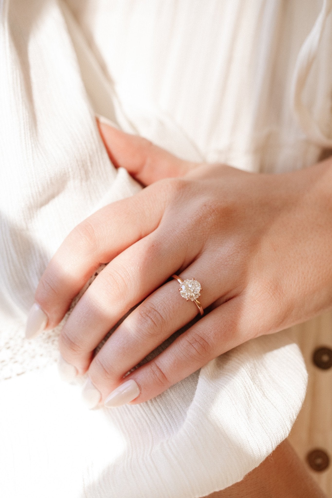 Marquise Shaped Three Stone Lab Grown Diamond Engagement Ring