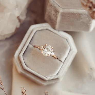 Marquise Shaped Three Stone Lab Grown Diamond Engagement Ring