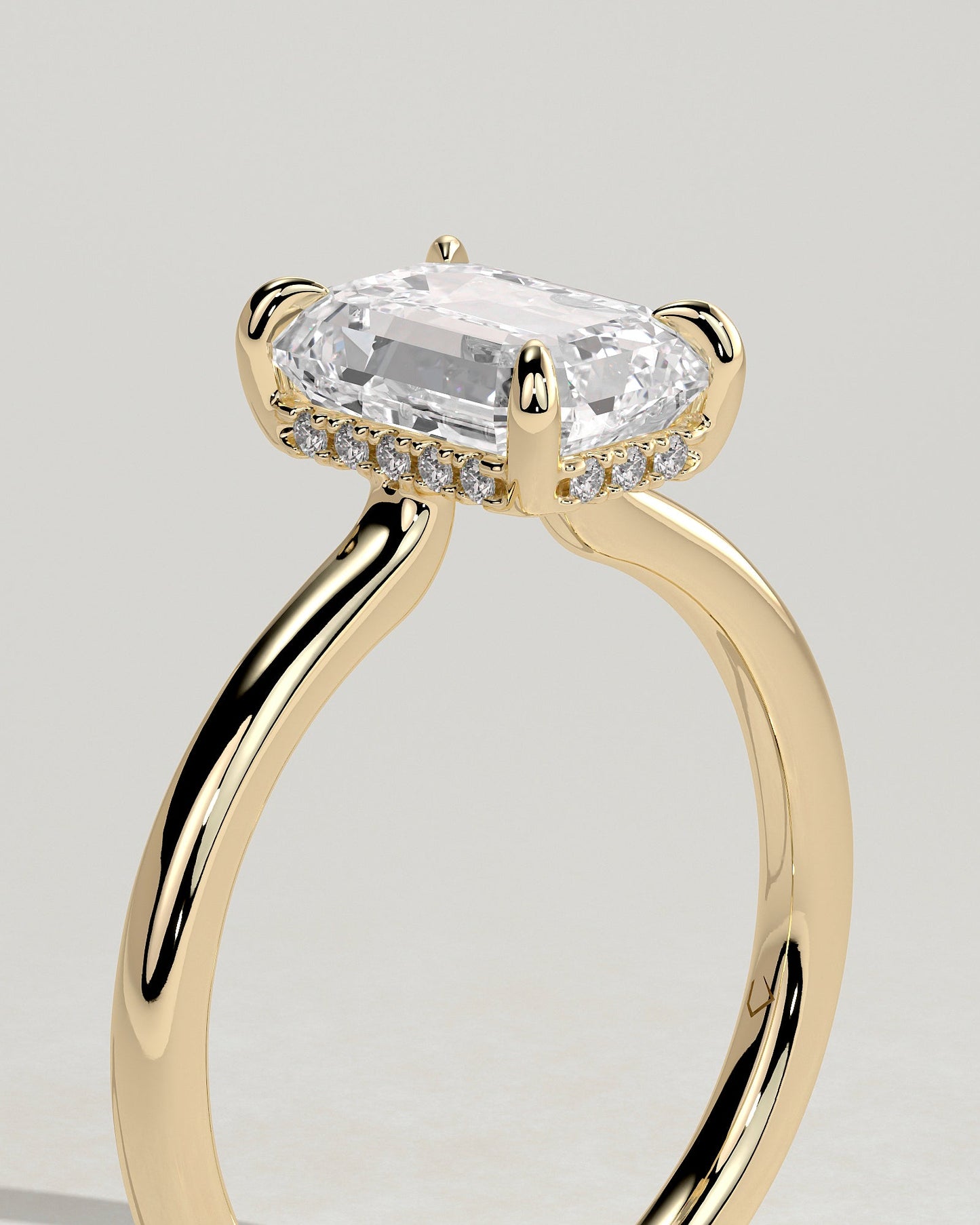 Emerald Hidden Halo Lab Grown Diamond Engagement Ring