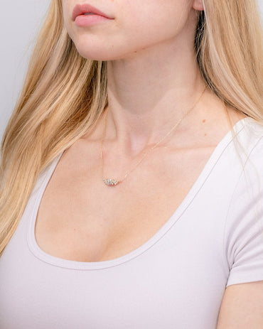 1.05 CT Oval & Round Cluster Lab Grown Diamond Necklace in Solid Gold