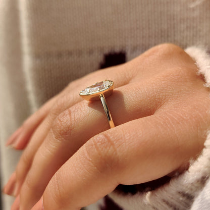Pear Bezel Solitaire Lab Grown Diamond Engagement Ring