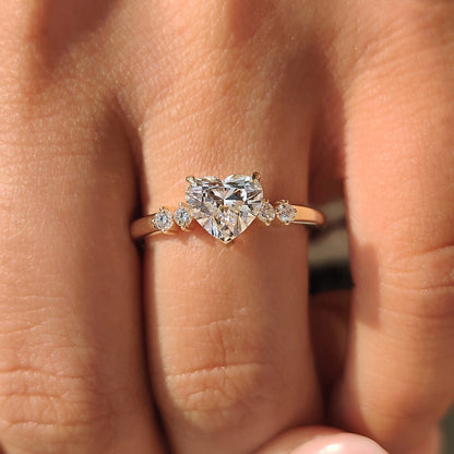 Heart Cluster Lab Grown Diamond Engagement Ring