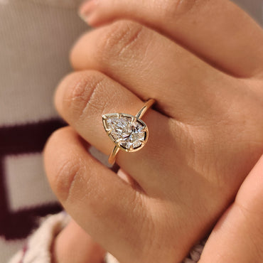 Pear Bezel Solitaire Lab Grown Diamond Engagement Ring