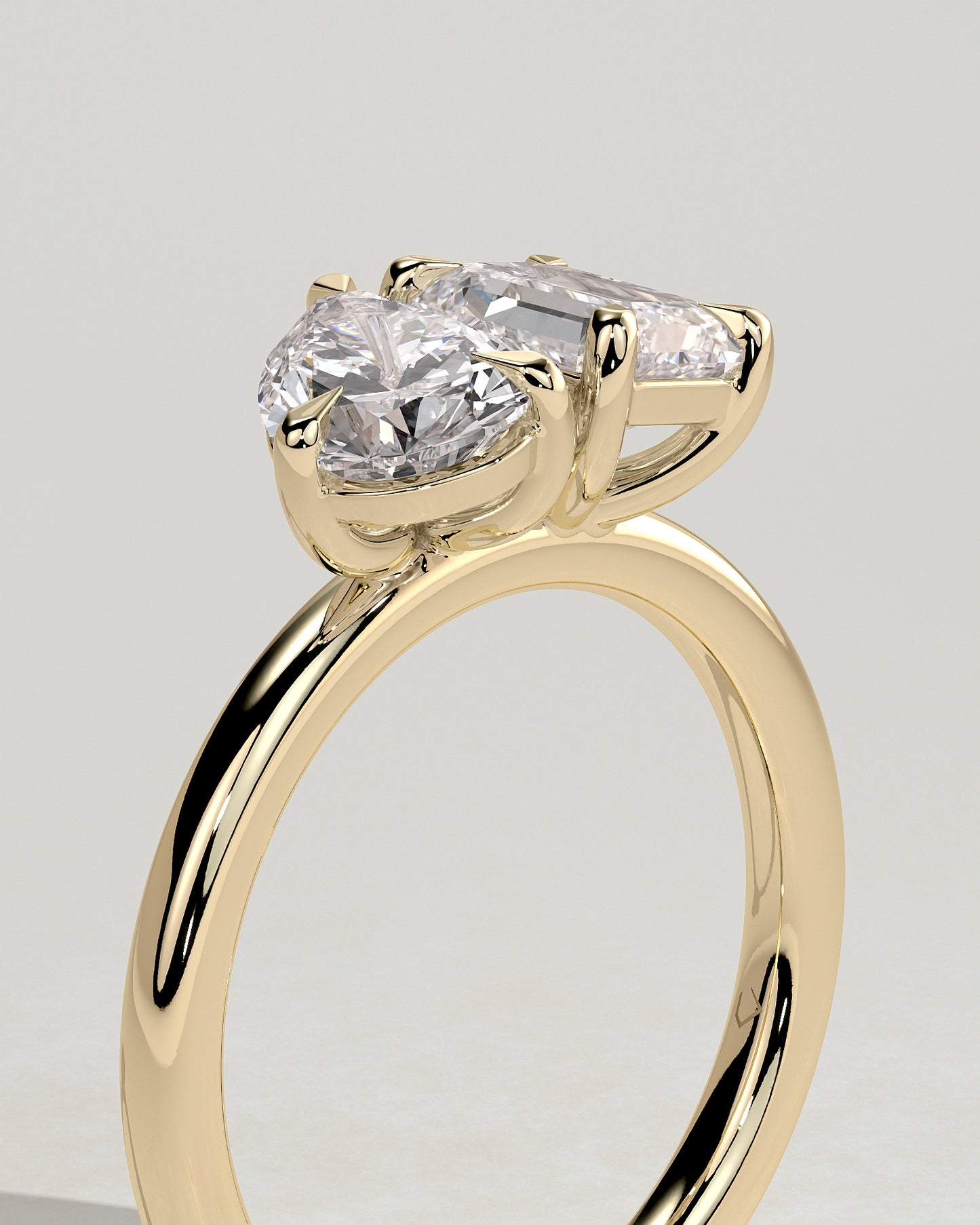 3.3 CT Emerald & Pear Cut Toi Et Moi Lab Grown Diamond Engagement Ring