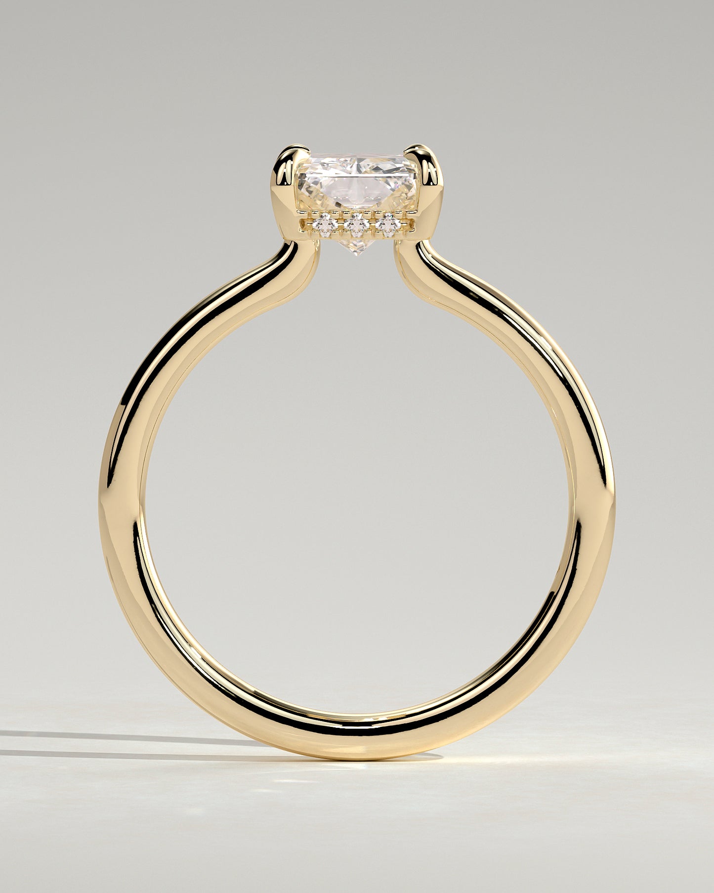 2 CT Radiant Cut Lab Grown Diamond Engagement Ring In Hidden Halo Style