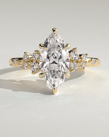 2 CT Marquise Cut Cluster Styled Lab Grown Diamond Engagement Ring