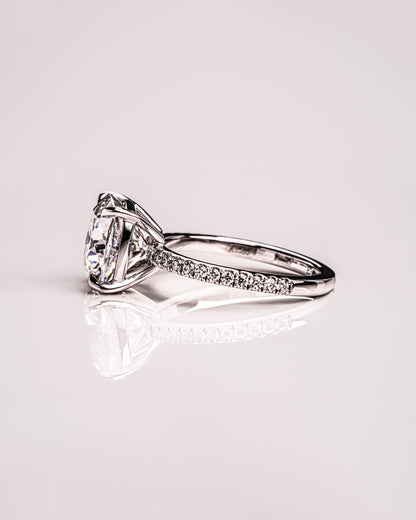 4.18 CT Cushion Cut Pave Setting Lab Grown Diamond Engagement Ring