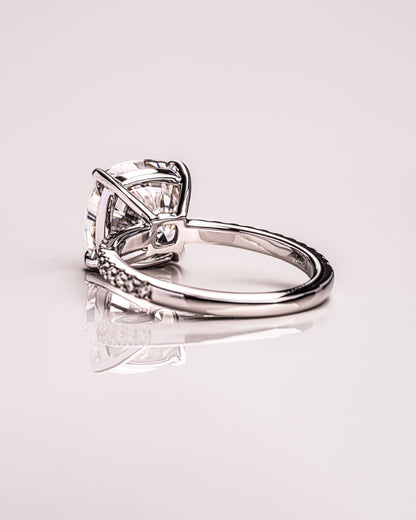 4.18 CT Cushion Cut Pave Setting Lab Grown Diamond Engagement Ring