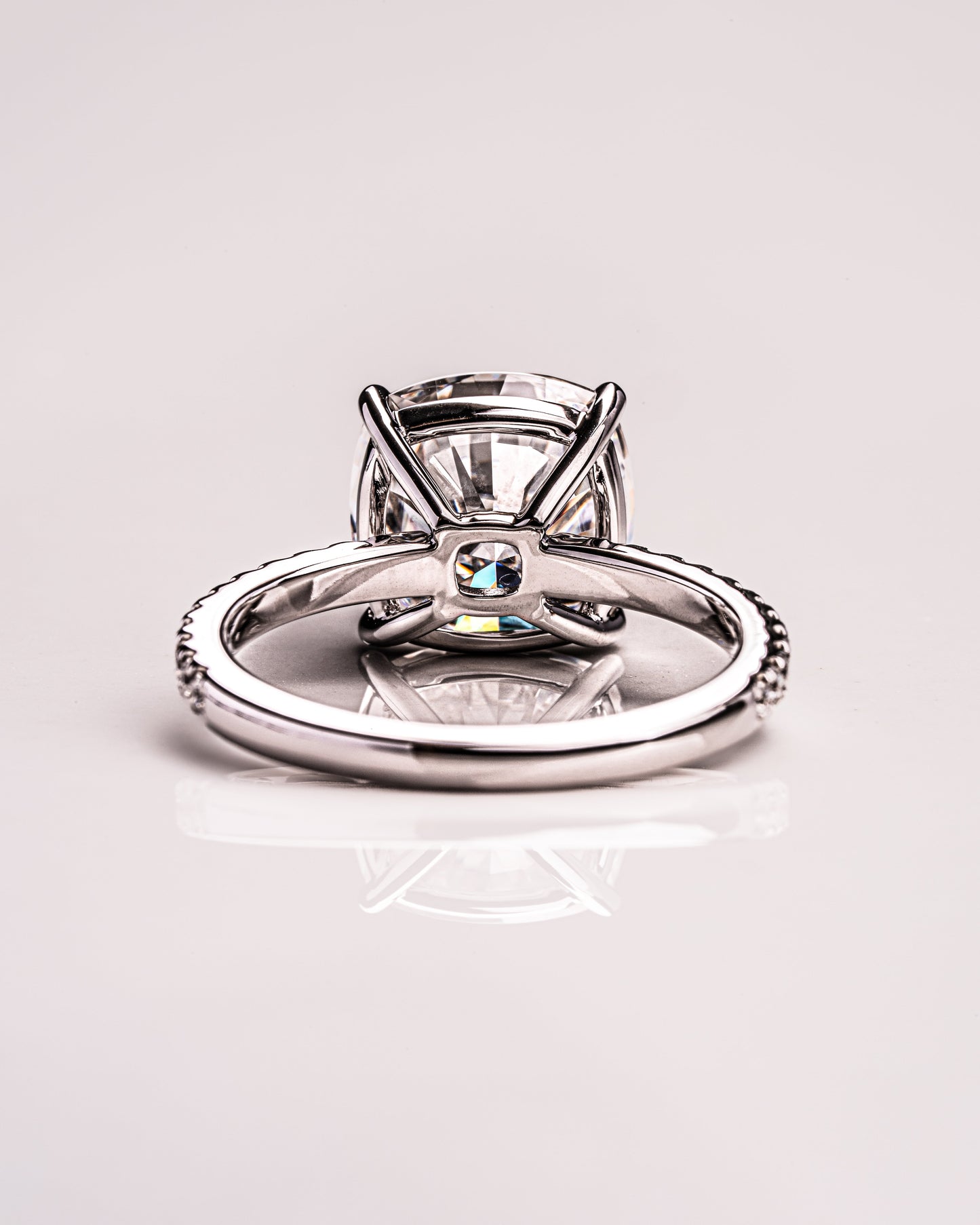 4.18 CT Cushion Cut Pave Setting Lab Grown Diamond Engagement Ring