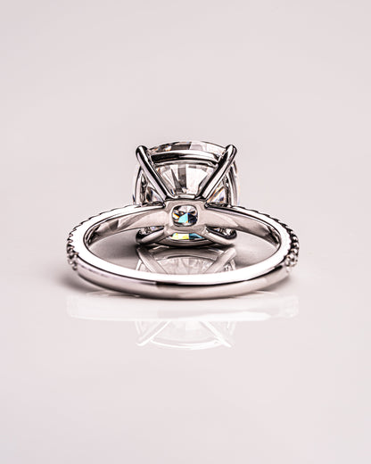 4.18 CT Cushion Cut Pave Setting Lab Grown Diamond Engagement Ring