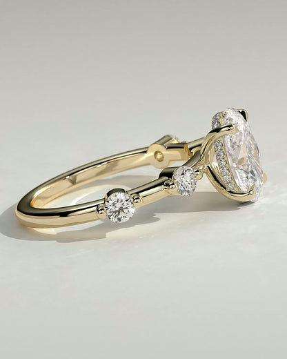 2 CT Oval Cut Pave Styled Dainty Lab Grown Diamond Engagement Ring