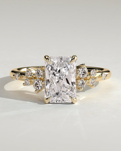 Radiant Cluster Lab Grown Diamond Engagement Ring