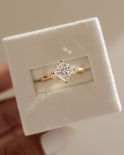 Princess Cut Custer Lab Grown Diamond Engagement Ring