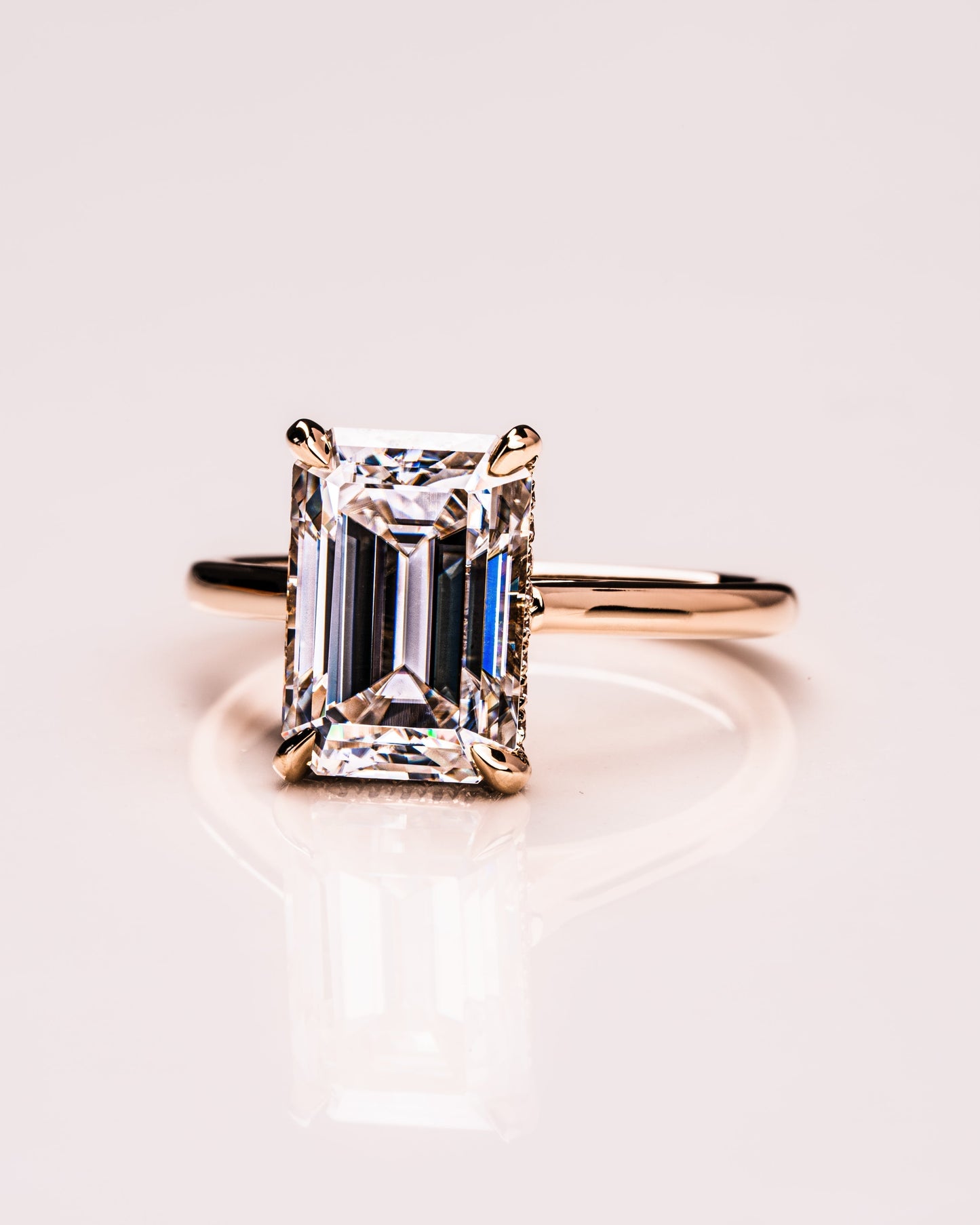 3.24 CT Emerald Cut Hidden Halo Lab Grown Diamond Engagement Ring